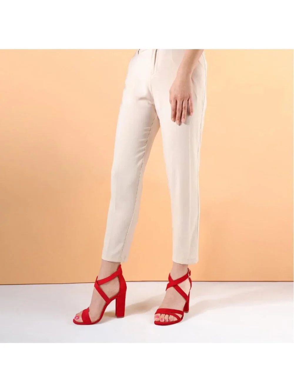 Strappy Chunky Heels - High Open Toe Ankle Strap Sandals for Stylish Comfort